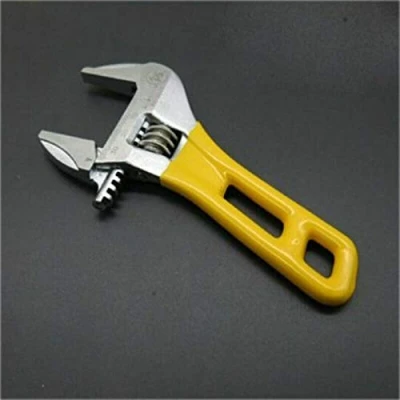 Image de TopHomer Vogueing Tool Clé à molette légère 115 mm avec poignée souple et large Jaune courte Largeur de la mâchoire Capacité : 24