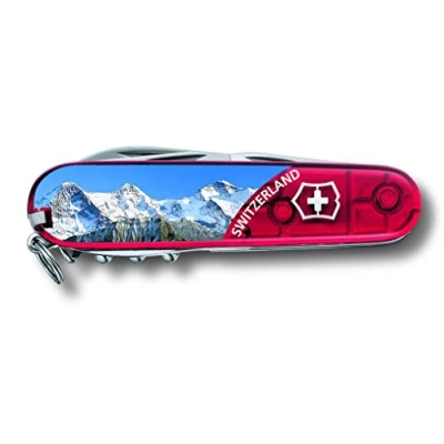 Image de Victorinox Climber Couteau de Poche Suisse, Léger, Multitool, 14 Fonctions, Tire Bouchon, Lame, Ouvre Boite, Suisse Print