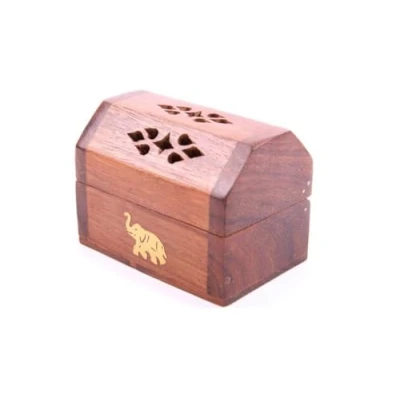 Image de Puckator Mini brûleur d&#039;encens en Bois de sheesham Incrustation éléphant Hauteur : 6 cm Longueur 8 Profondeur 5