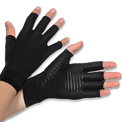 Image de Donfri Gants Arthrose Sans Doigts Rheuma de Compression Cuivre pour Arthrite, Tendinite, RSI, Syndrome du Canal Carpien (S)