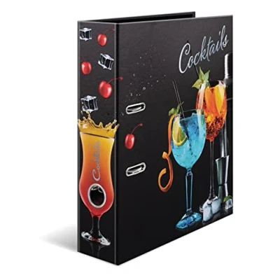 Image de HERMA classeur à cocktails, format A4, 7 cm de large, recettes écrire et classer soi même, motif cuisine, livre avec finition brillante impression intérieure pour