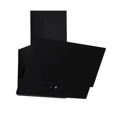 Image de Hotte aspirante Respekta/Hotte inclinée de 60 cm/Boîtier en métal avec abat jour verre noir/Fonction d&#039;extraction et recyclage l&#039;air / CH66038 60SAM A 54 67,5 dB