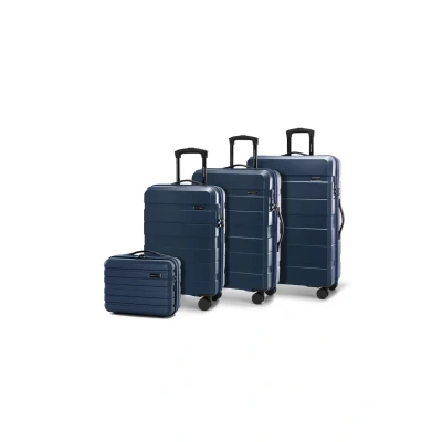 Image de WITTCHEN COMODO Line Ensemble de valises Valise Voyage Bagage Rigide en ABS Serrure TSA Taille (S+M+L+Trousse Toilette) Bleu foncé
