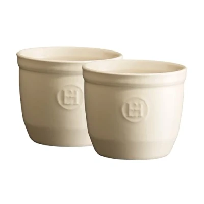 Image de Emile Henry Eh024008 Le N8 Set de 2 Ramequins Céramique Beige Argile 7,5 X 7 cm