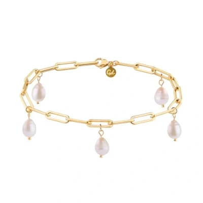 Image de Bracelet de cheville Or avec perles Résistant à l&#039;eau Véritable perle d&#039;eau douce pour femme I Chaîne maillons en acier inoxydable Taille réglable