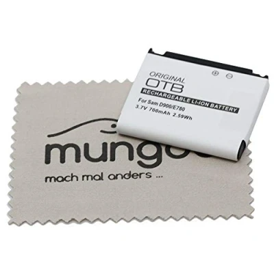 Image de Mungoo batterie de rechange pour Samsung D900, D900e, D900i, E490, E780 (remplace la d&#039;origine AB503442CEC) OTB avec chiffon nettoyage d&#039;écran
