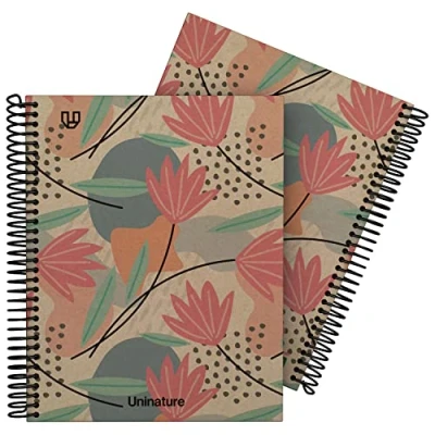 Image de Unipapel Carnet A5 100% recyclé 80 feuilles quadrillées 4 x 90 g Fleurs FSC Recycled Couverture rigide Uninature Design