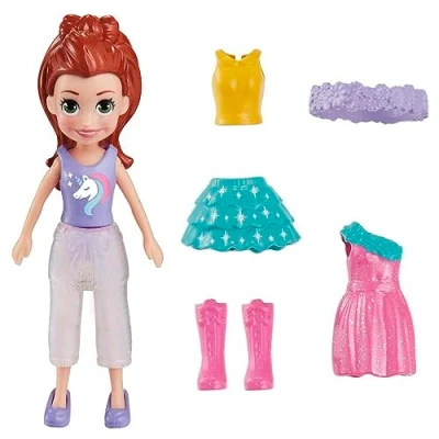 Image de Polly Pocket Ensemble de Jeu Mode Lilas Shimmer &amp; Shine Comprend une poupée, Vêtements et accessoires supplémentaires pour les filles 4 ans plus