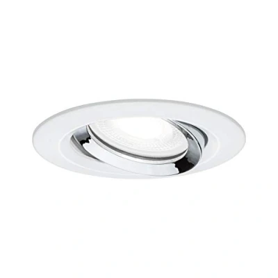 Image de Paulmann 93673 encastré LED Nova Plus rond orientable 6W IP65 gradable projecteurs Blanc dépoli chrome spot Alu zinc lampe enc. 4000 K GU10, 6 W, Modèle simple