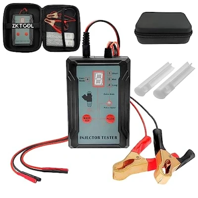 Image de ZKTOOL Testeur d&#039;Injecteur de Carburant pour Voiture, 2 Adaptateurs Nettoyage Buse, 8 Modes d&#039;Impulsion, Sortie d&#039;alimentation 12 V/5 V, Kit Bricolage Outils Voiture