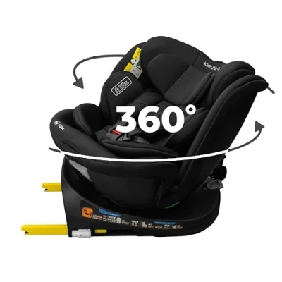 Image de Siege Auto Bebe 0 à 36kg Isofix pivotant 360 Groupe 0+, 40 150cm, de la naissance 12 ans 8 inclinaisons du dossier Appui tête réglable jusqu&#039;à 24 cm, Protection latérale