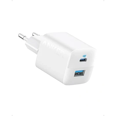 Image de Anker Chargeur iPhone USB C 323 (33W), Rapide à 2 Ports A et C, Compact, pour 16/16 Plus/16 Pro Max/15/14/13, Pixel, Galaxy, iPad/iPad Mini Plus (câble Non Inclus) Blanc