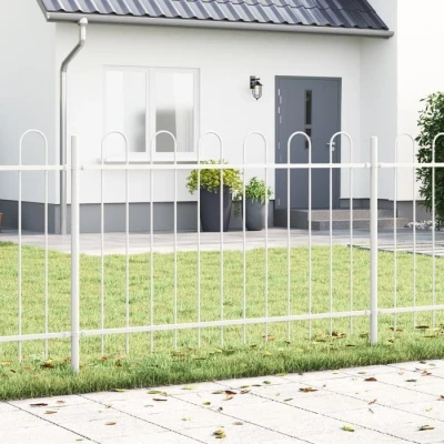 Image de Clôture de jardin vidaXL avec sommet arrondi Blanc 3,4x1 m Acier 3334045