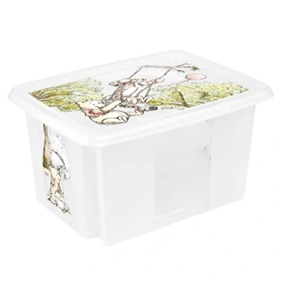 Image de keeeper Winnie l&#039;Ourson Boîte de Rangement avec Couvercle, Pivotante et Empilable, Pour Enfants, 15 L, Karolina, Natural Transparent