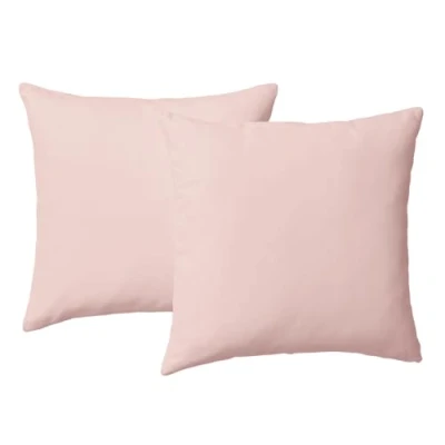 Image de Pizuna Coton Peigné Set de 2 Taies d&#039;oreiller 65x65 cm Rose Clair, 100% Longue Tige 400 Fils Armure Satin en avec Rabat 20cm (Taies Pièces)