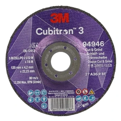 Image de Cubitron à meuler et tronçonner 3, 94946, 36+, T27, 125 mm x 4,2 22,23 mm, EN, 10/paquet