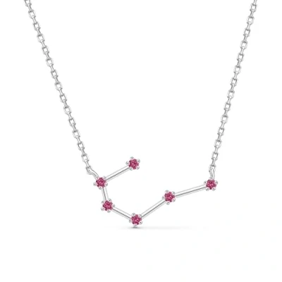 Image de Amberta Collier Constellation pour Femme en Argent Sterling 925 avec Pierre de Naissance Zircone Signe du Zodiaque Zircone: Cancer Rubis Simulée