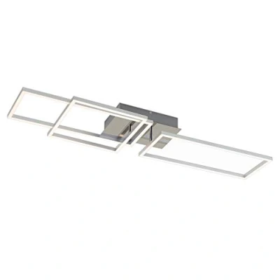 Image de BRILONER Leuchten Plafonnier LED, lampe de plafond réglable, inclut une fonction mémoire,43,8 Watt, 3.300 Lumen, 3.000 Kelvin, aluminium chrome, 928 x 260 96 mm (L l H) 3136 018