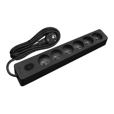Image de Multiprise SELDUR G6FA22S NO NAME 6 prises type E interrupteur à voyant Noir câble 2m