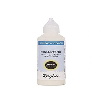 Image de Rayher Peinture Window Color luminescente Easy Paint, incolore, 1 Bouteille, 80ml, Effet Nocturne, pour fenêtre, Arts créatifs, décoration, Halloween 38702000, Phosphorescent