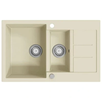 Image de vidaXL Evier de Cuisine Double Lavabo Egouttoir Encastré Réversible avec Trou Montage pour Robinet et Distributeur 144854