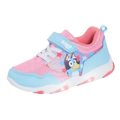 Image de Bluey Baskets lumineuses pour filles chiots chaussures de sport faciles à fixer avec lumières LED clignotantes, rose, 27 EU