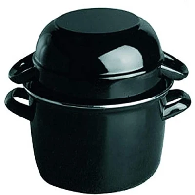 Image de APS Pot à moules, moules de service pour 2 kg, fruits mer, service, en acier émaillé noir, capacité : 5,2 litres, 26,5 x 33 cm, hauteur 20 cm