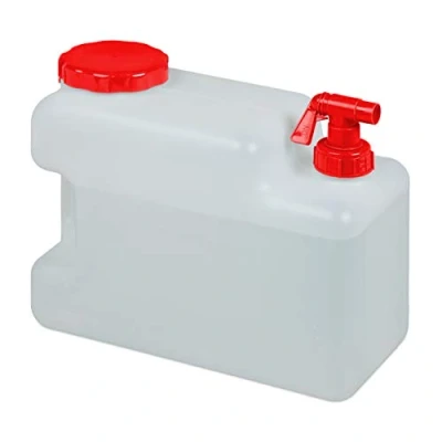 Image de Relaxdays Jerricane d’Eau avec Robinet, Couvercle à Visser, bidon Eau de Camping, 12 L, sans BPA, Blanc Rouge