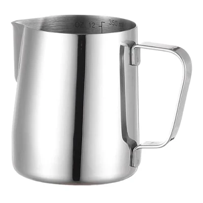Image de VIER Pot à lait Barista capacité 350 ml en acier inoxydable 304, avec marque de mesure (onces et ml) carafe Cafe pour cappuccino, Espresso, Latte Art.