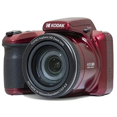 Image de KODAK Pixpro Astro Zoom AZ405 Appareil Photo Numérique Bridge, X40, Grand Angle de 24 mm, 20 mégapixels, LCD 3, Vidéo Full HD 1080p, OIS, Pile AA Rouge