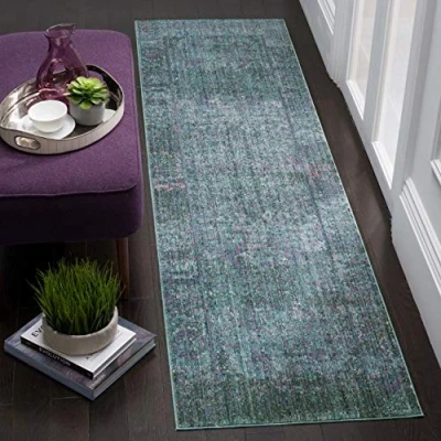 Image de SAFAVIEH Grand Tapis de Salon rectangulaire pour Une Utilisation en intérieur, Polyester, Violet/Multicolore, 62 X 240 cm
