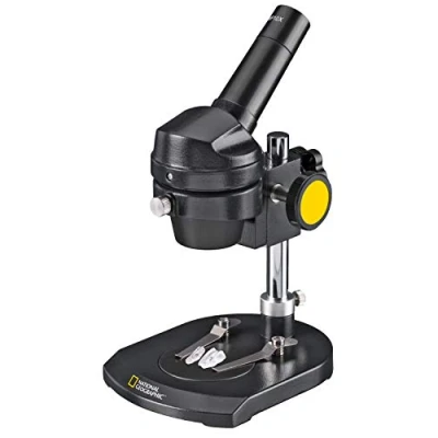 Image de National Geographic Microscope 20x pour Observer des Pierres, pièces de Monnaie, Feuilles ou Autres avec Plaque d&#039;objet Bicolore et Mallette Transport Stable