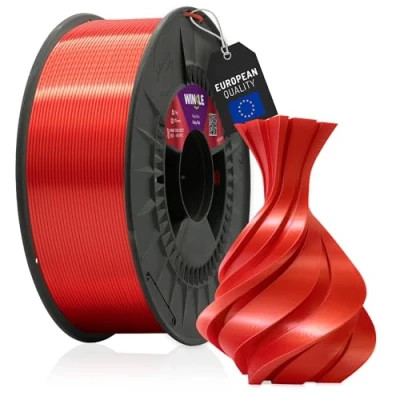Image de WINKLE Filament PLA Silk 1.75mm Rouge Rubis pour Impression 3D, Bobine 1kg, Imprimante Matériaux d&#039;impression 3D en Filament, Précision Dimensionnelle +/ 0.05mm, Finition Soie