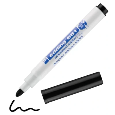 Image de edding 661 Marqueur pour tableaux blancs noir 1 stylo pointe ronde 2 mm feutre effaçable blanc, magnétique, mémo sketchnotes