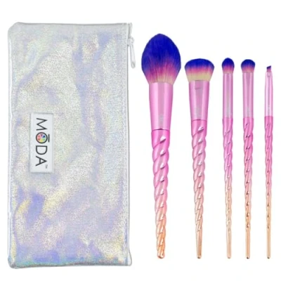 Image de MODA Royal &amp; Langnickel Lot de 6 pinceaux maquillage pour visage complet avec pochette comprenant : blush, teint, Ombre bombée, plis, et eyeliner angulaire mythique
