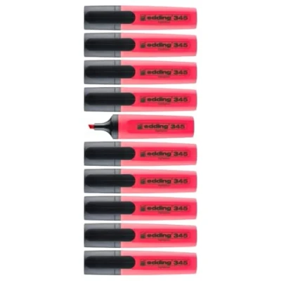 Image de edding 345 surligneurs rouge 10 stylos Pointe biseautée 2 5 mm parfait pour des marquages et surlignages lumineux de textes notes
