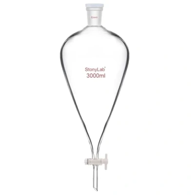 Image de StonyLab 3000 mL Entonnoir Séparateur à Paroi épaisse en Verre Borosilicaté, Separatory Funnel avec Joints 24/40 et Robinet PTFE