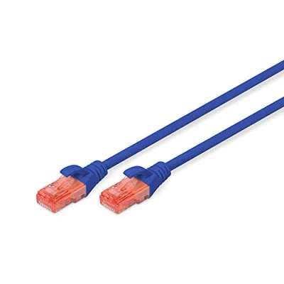 Image de DIGITUS Câble LAN Cat 6 5m RJ45 réseau UTP non blindé Compatible 6A &amp; 5e Bleu