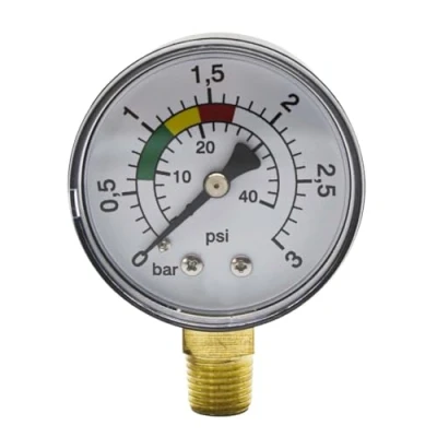 Image de Manomètre, manomètre de haute précision, d&#039;eau 0 3 bar, d&#039;air comprimé 1/4 BSPT, vertical, piscine, pression hydrostatique d&#039;air,