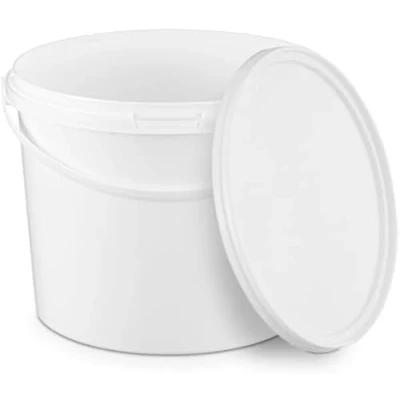 Image de BenBow Seau avec Couvercle 3l Blanc Convient pour Aliments, Stable, étanche à l&#039;air, Anti Fuite, inodore récipient de Conservation en Plastique, poignée Vide, 5X 3 litres