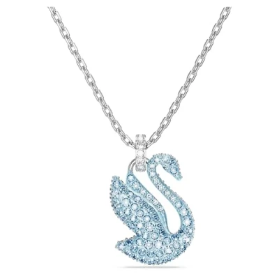 Image de Swarovski Iconic SWAN Pendant BLUE Rhodium Shiny Recreated ICE P_128343 Collier silvercoloured/light blue, Femme, Taille: One Size