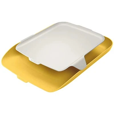 Image de Leitz Corbeille à Courrier A4 avec Organiseur de Bureau, Cosy, Jaune, 52590019
