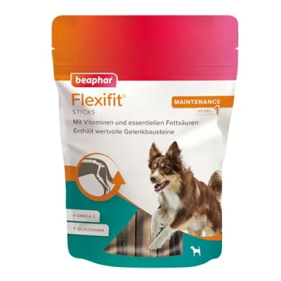Image de BEAPHAR Bâtonnets Flexifit pour Chiens Soutient la mobilité articulaire et vitalité avec Moule à orles Vertes, Vitamine C, glucosamine oméga 3 175 g