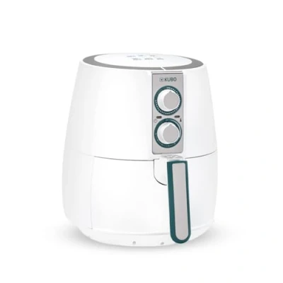Image de Kubo friteuse sans huile 2,5 L, à air, 1500 W, température réglable, minuterie, blanche, 17,8 x 23,4 24,8 cm