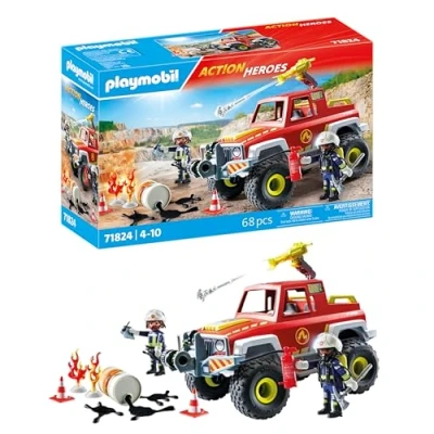 Image de PLAYMOBIL Action Heroes Camion de Pompiers Véhicule Pompier Voiture Jouet pour Enfants à partir 4 Ans 71824