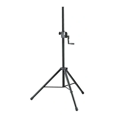 Image de K&amp;M 21302 Trépied pour enceintes Noir en acier, Starline avec transmission à manivelle et douille filetée M10 enfoncée continu