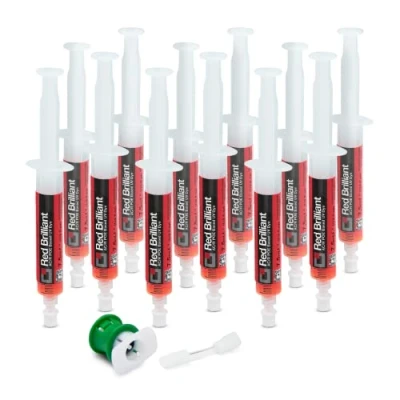Image de ERRECOM Red Brilliant 12 x 7,5 ML, Traceur UV à Base POE pour localiser Fuites de Gaz Réfrigérant dans Les Systèmes A/C Véhicules avec Compresseur Electrique, Contient Adaptateur R1234yf