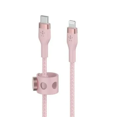 Image de Belkin Câble à gaine tressée USB C vers Lightning BoostCharge Pro Flex (1 m), certifié MFi (20 W), recharge Power Delivery pour iPhone 14/14 Plus, 13, 12, Pro, Max, mini, SE, iPad, etc. (rose)