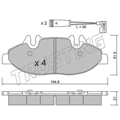 Image de TRUSTING 591.0W Jeu de plaquettes frein contact signal d&#039;usure inclus MERCEDES BENZ: Vito Mixto, Viano, Bus