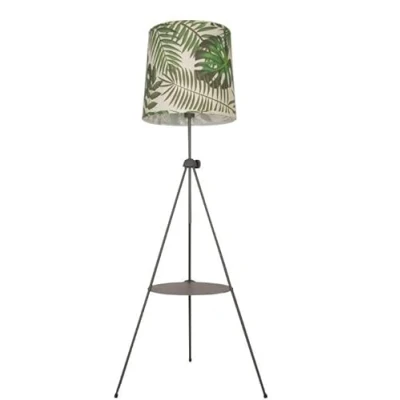 Image de B·LED BARCELONA LED BarcelonaLED Lampadaire trépied abat jour blanc vert avec table de chevet moderne nordique rétro vintage culot E27 pour salon chambre studio
